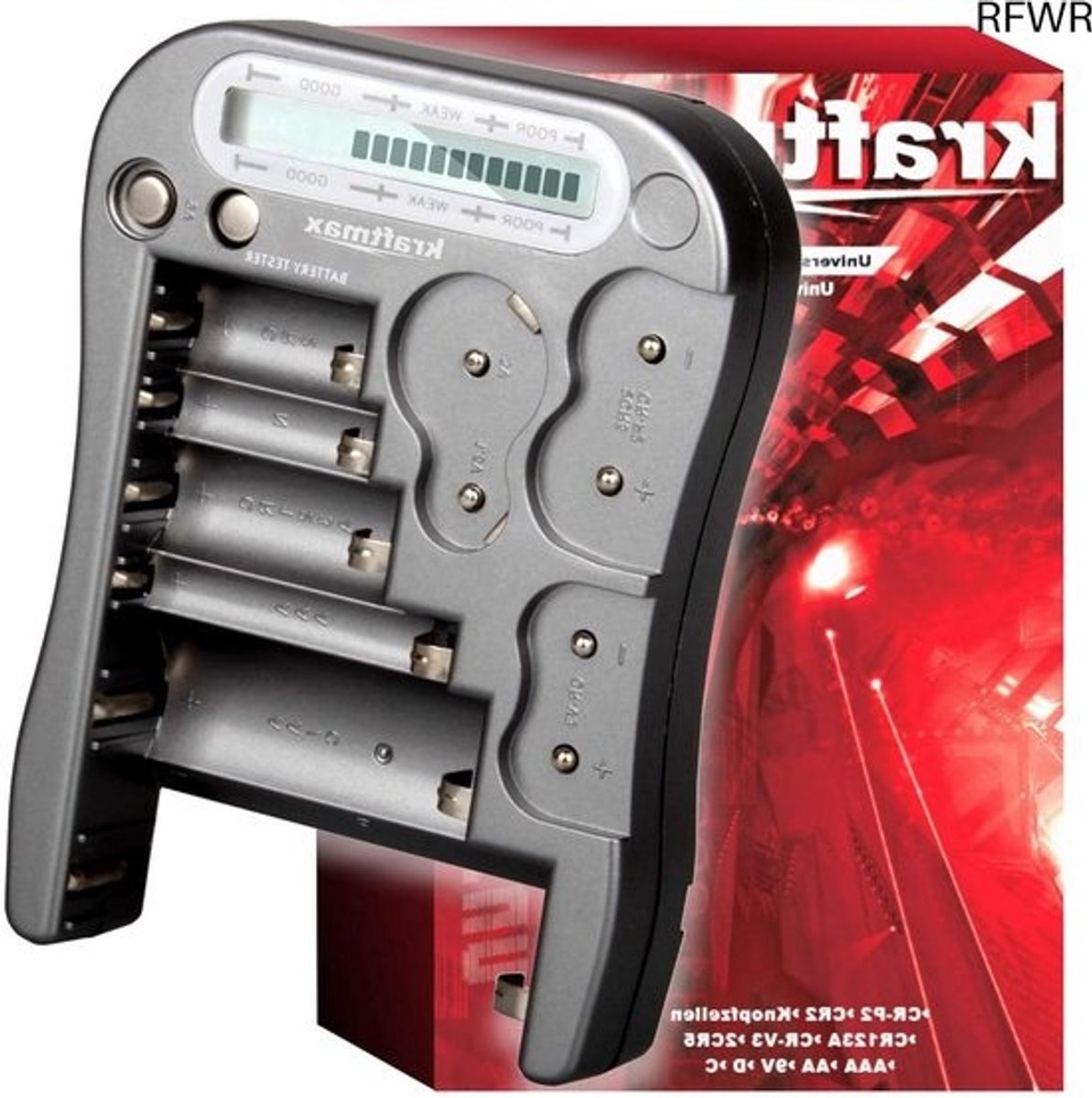 RFWR® Universele batterijtester met LCD-display - Professionele batterij- en accutester voor diverse types