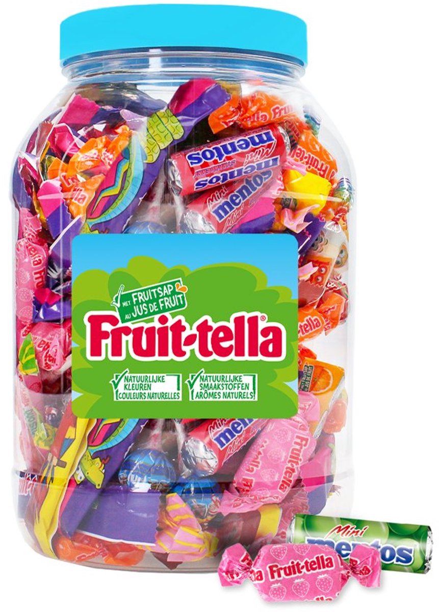 Fruit-tella Ultimate mini's mix 1310g - snoeppot met uitdeelzakjes - snoepzakjes voor verjaardagsfeestjes