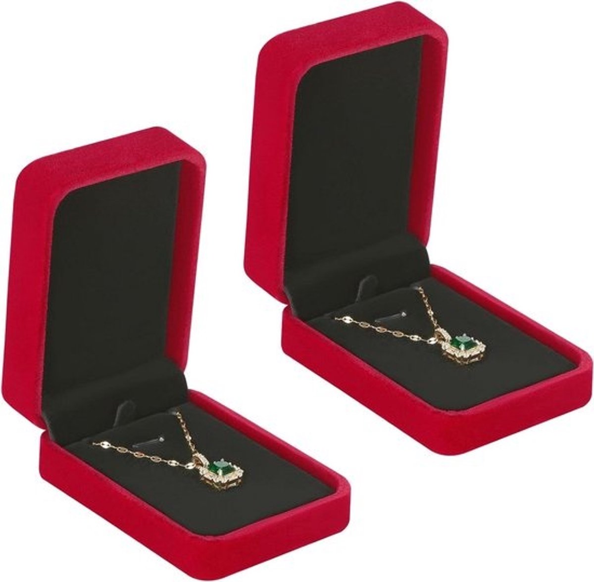 Halsketting Hanger Doos - Sieraden Doosje - Cadeau Geven - Zachte Fluweel - 10x7x3.5cm - Rood
