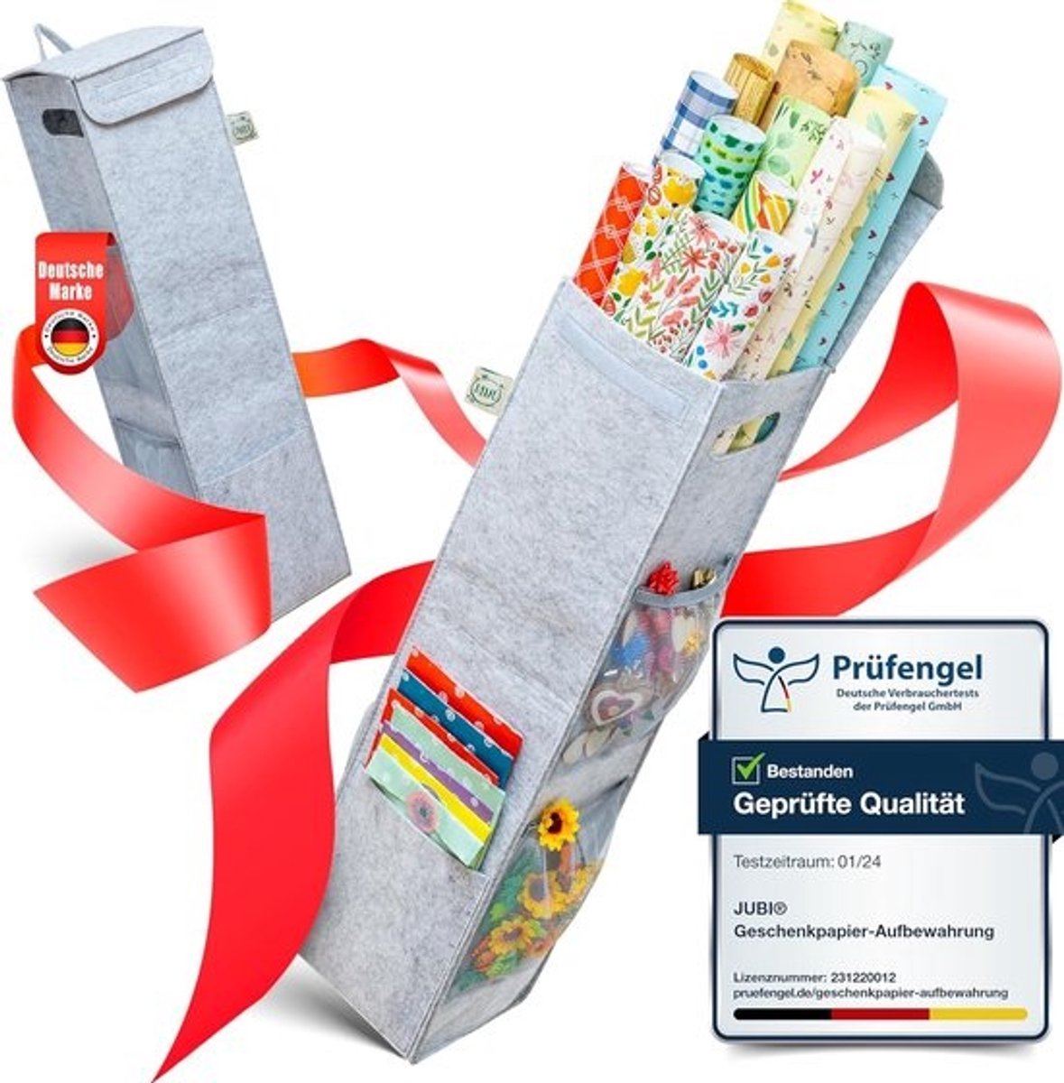 Cadeaupapieropberger van 100% Gerecycled Vilt voor 15 Rollen Papier - Duurzame Opbergoplossing