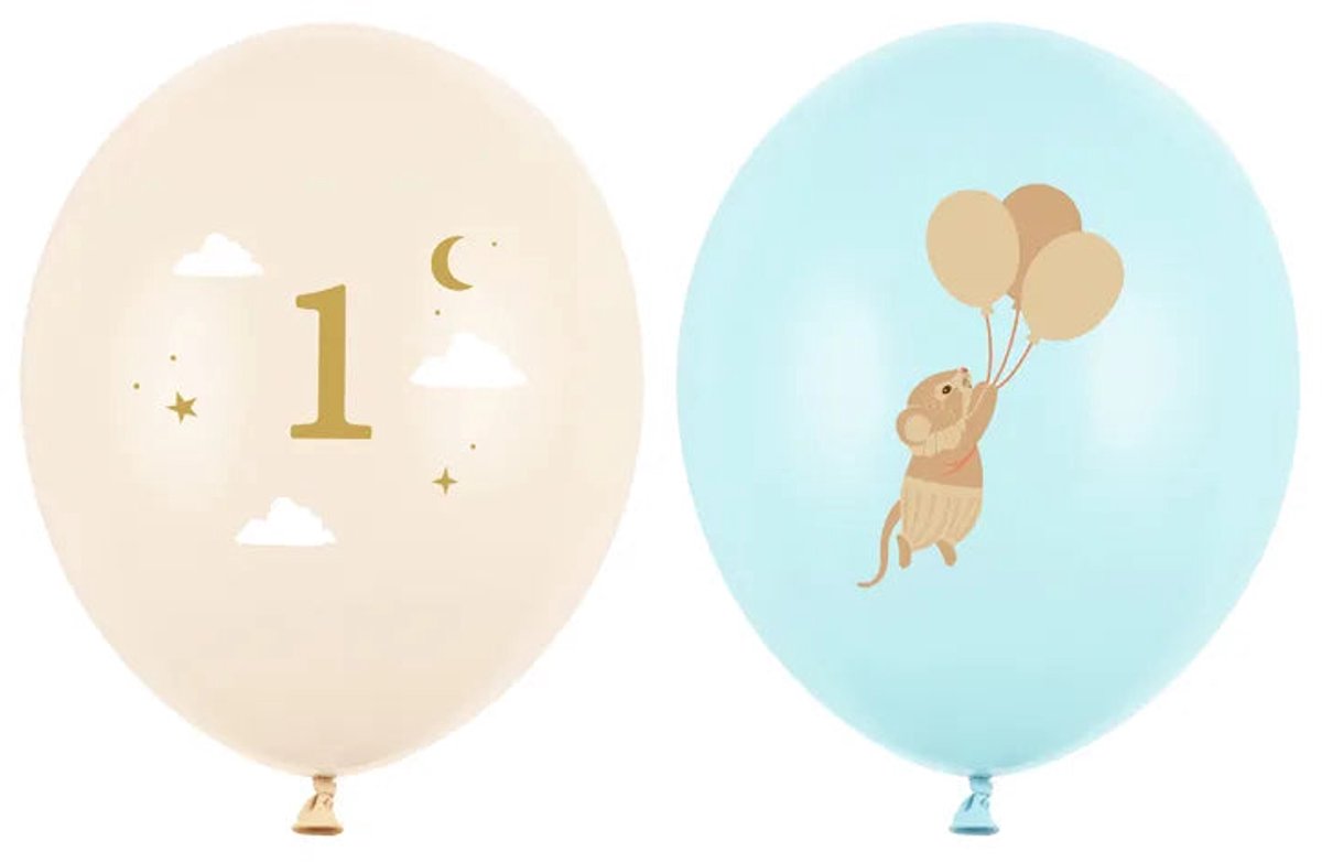 Ballonnen Muisje 1 jaar Lichtblauw (50st)