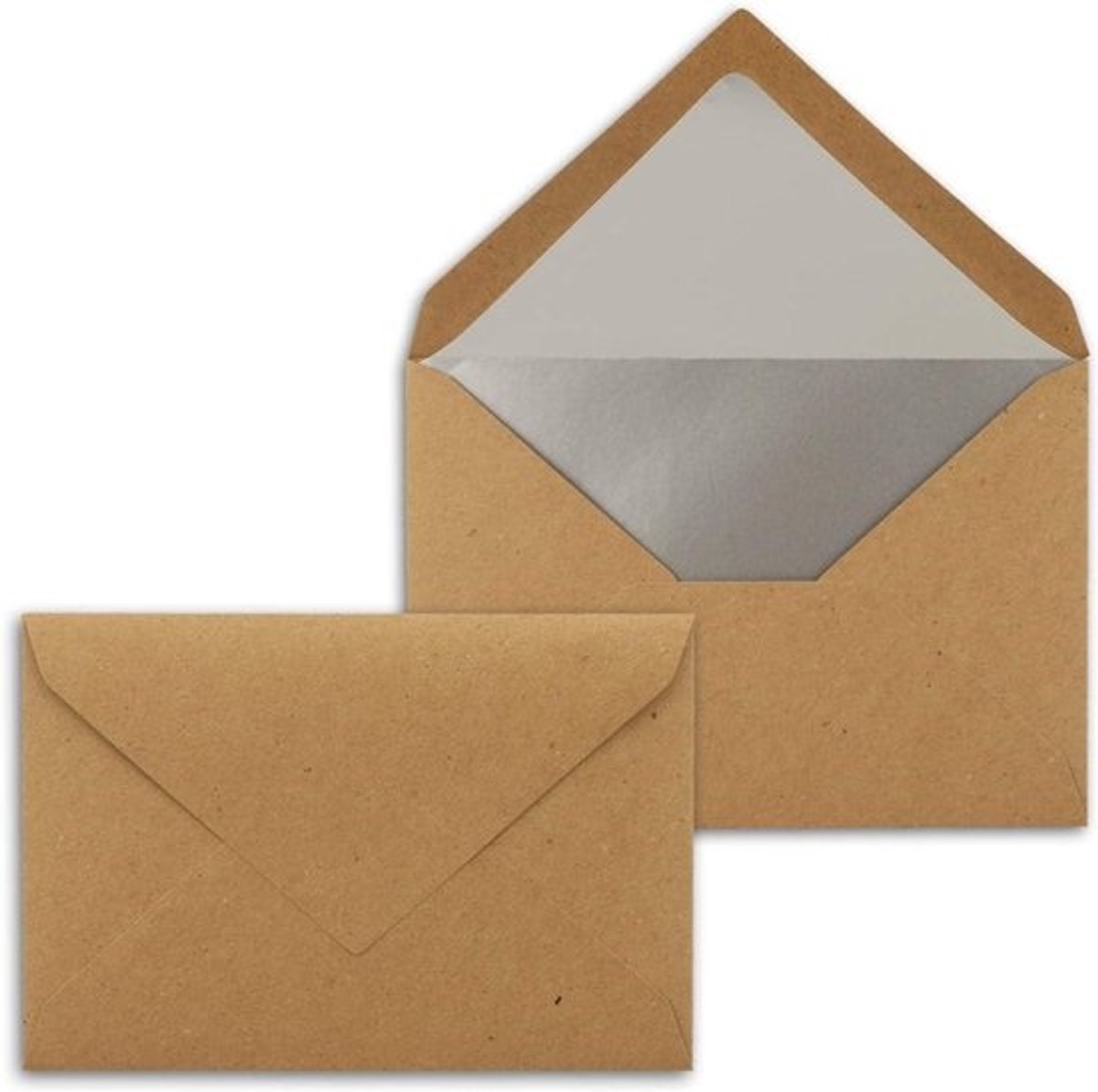 Enveloppen B6 - Brieven Post - Versturen van kaarten - Zilverkleurige binnenvoering - 12.5 x 17.5 cm - Bruin