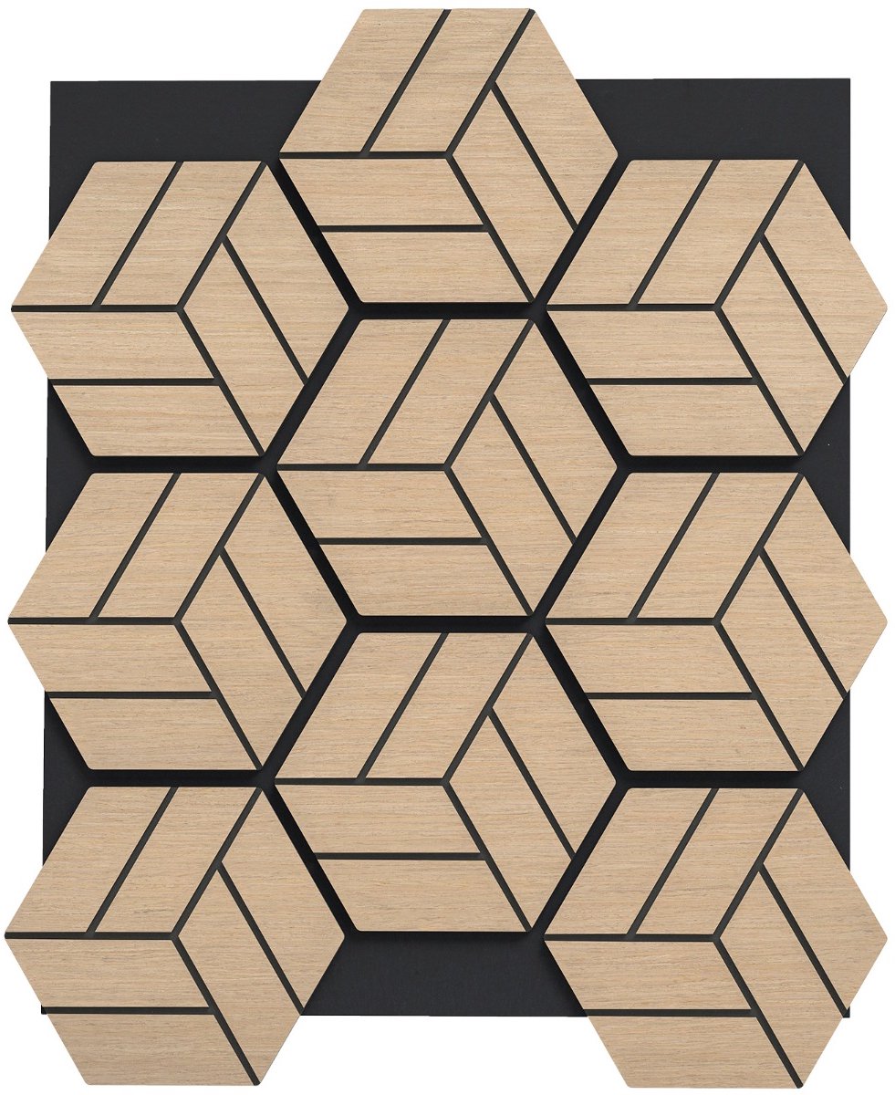 SureDeal® - Woondecoratie - Geluidsisolerende Panelen - Muren - Zeshoekige Houten Planken - 81x66x1,8 cm - Naturel