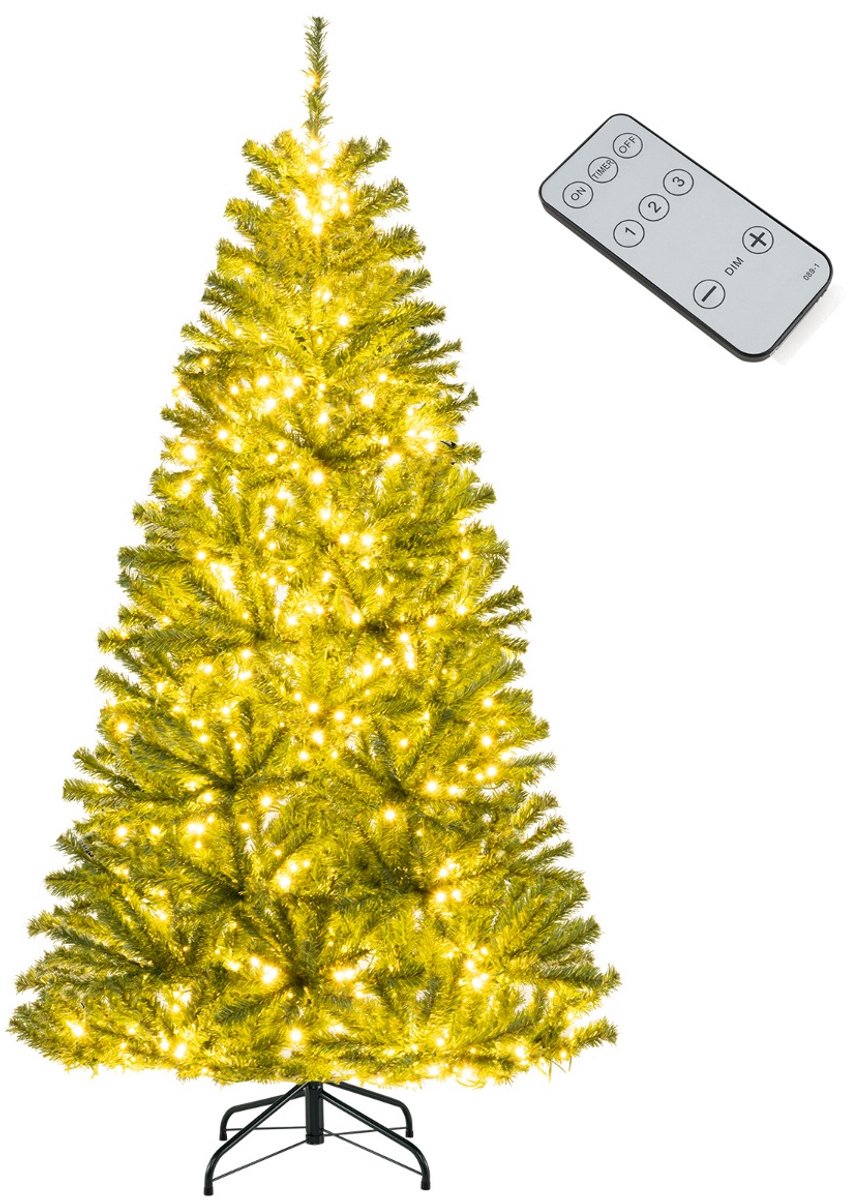 SureDeal® - Kerstbom - Verlichte Kunstkerstboom Vouwbare - Warmwitte LED lampen - Groen