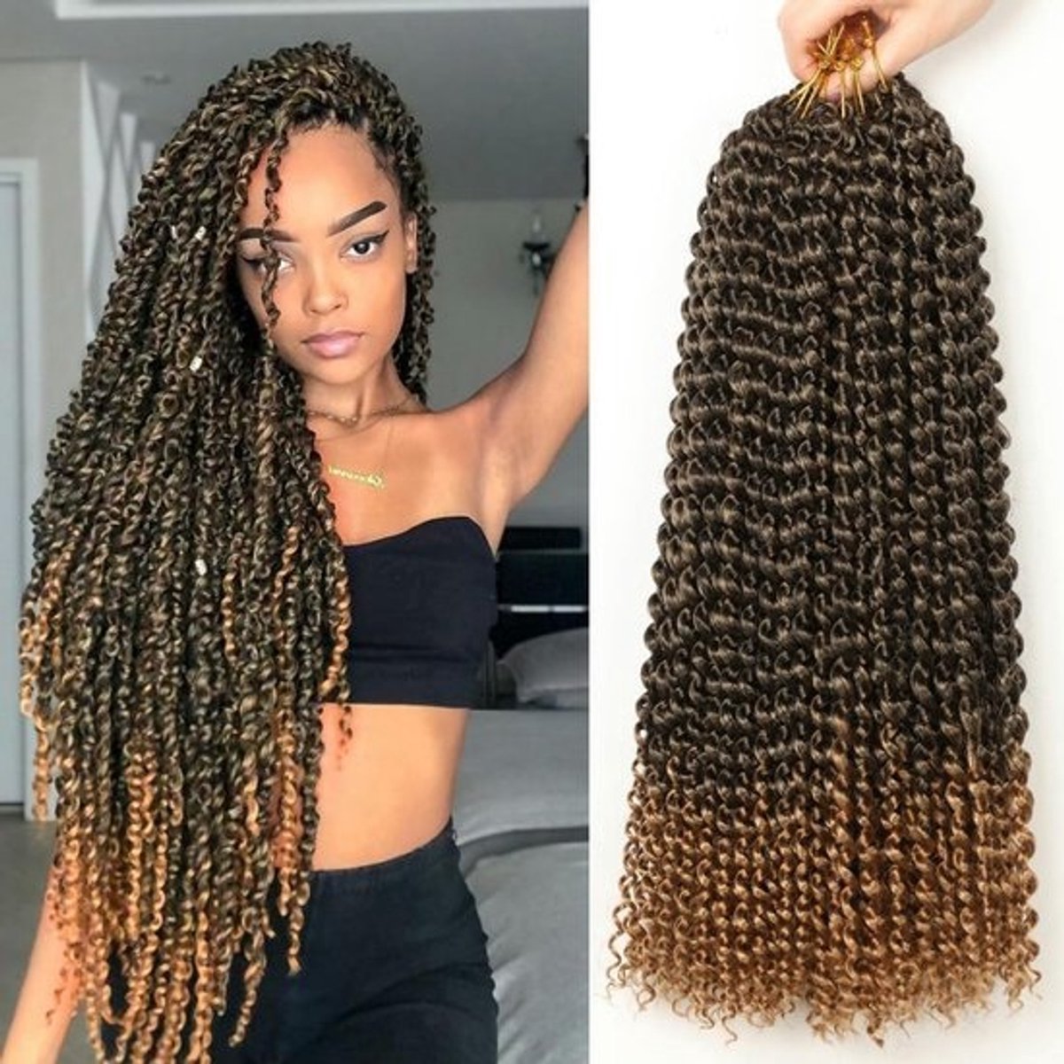Passion Twist Haarverlenging 24 Inch Watergolf Look Gehaakt Haar (7 Pakken)