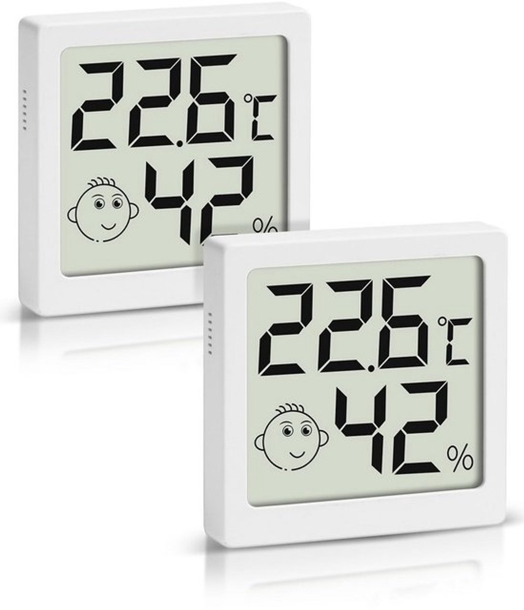 Digitale Mini Thermometer en Hygrometer Binnen - Nauwkeurige Temperatuur en Vochtigheidsmeter voor Huis en Kantoor (2 Stuks)