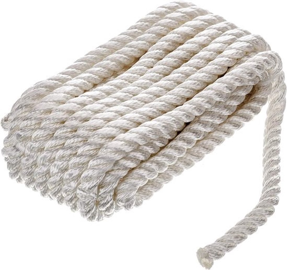 Nylon Bindkoord - Spanband Touw - Aanhanger Vastzetten - 3-Draden Constructie - 13mm x 9.1m - Wit