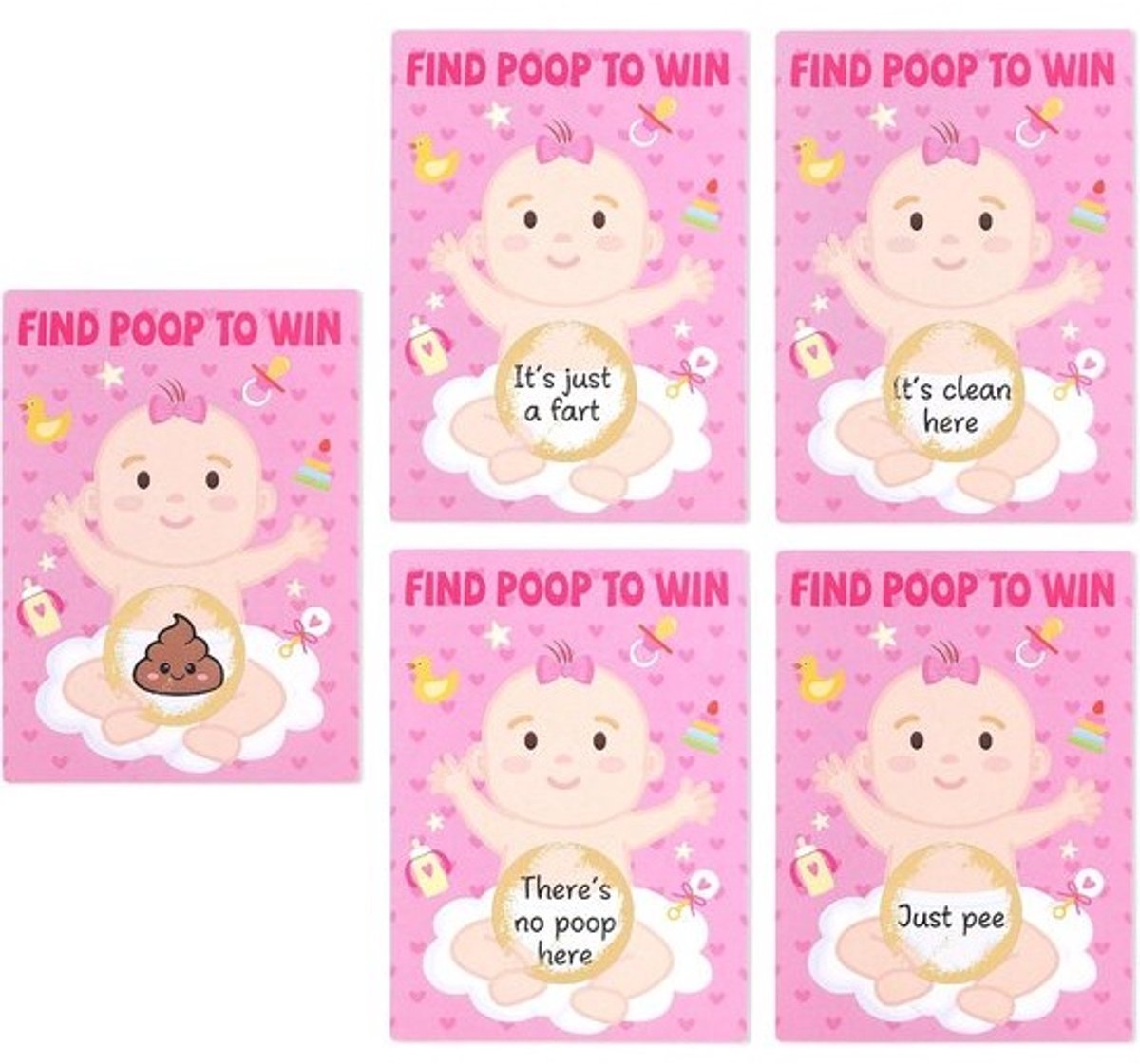 50x Grappige Babyshower Krasloten Spel Activiteit Meisjes Stijl