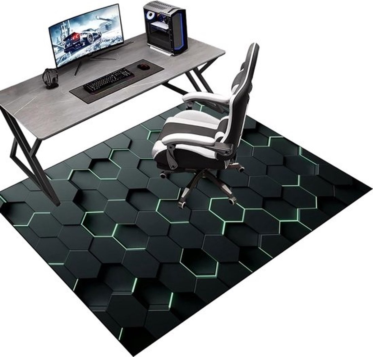 Vloerbeschermer Stoel - Mat Bureaustoel - Vloer Beschermen - Antislip Achterkant - 100 x 140 cm - Zwart Grijs
