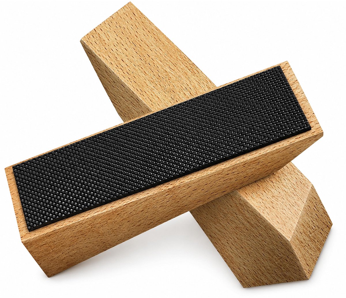 Houten deurstoppers met antisliprubber - 2 stuks
