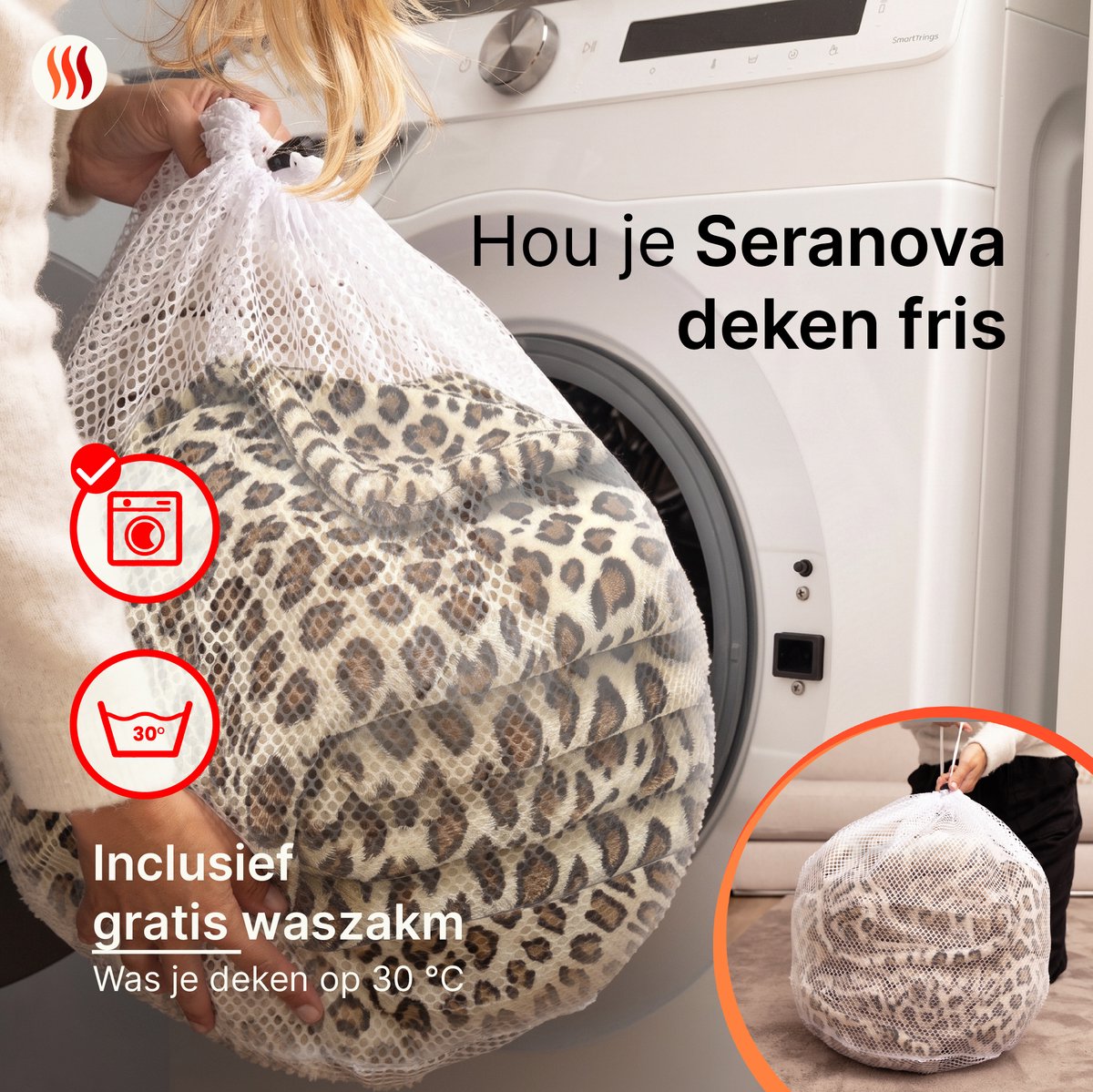 Seranova Elektrische Deken XXL - 180x160 cm - 2 Persoons Bovendeken - Warmtedeken - Dubbelzijdig Fleece Sherpa - Panter – foto 4
