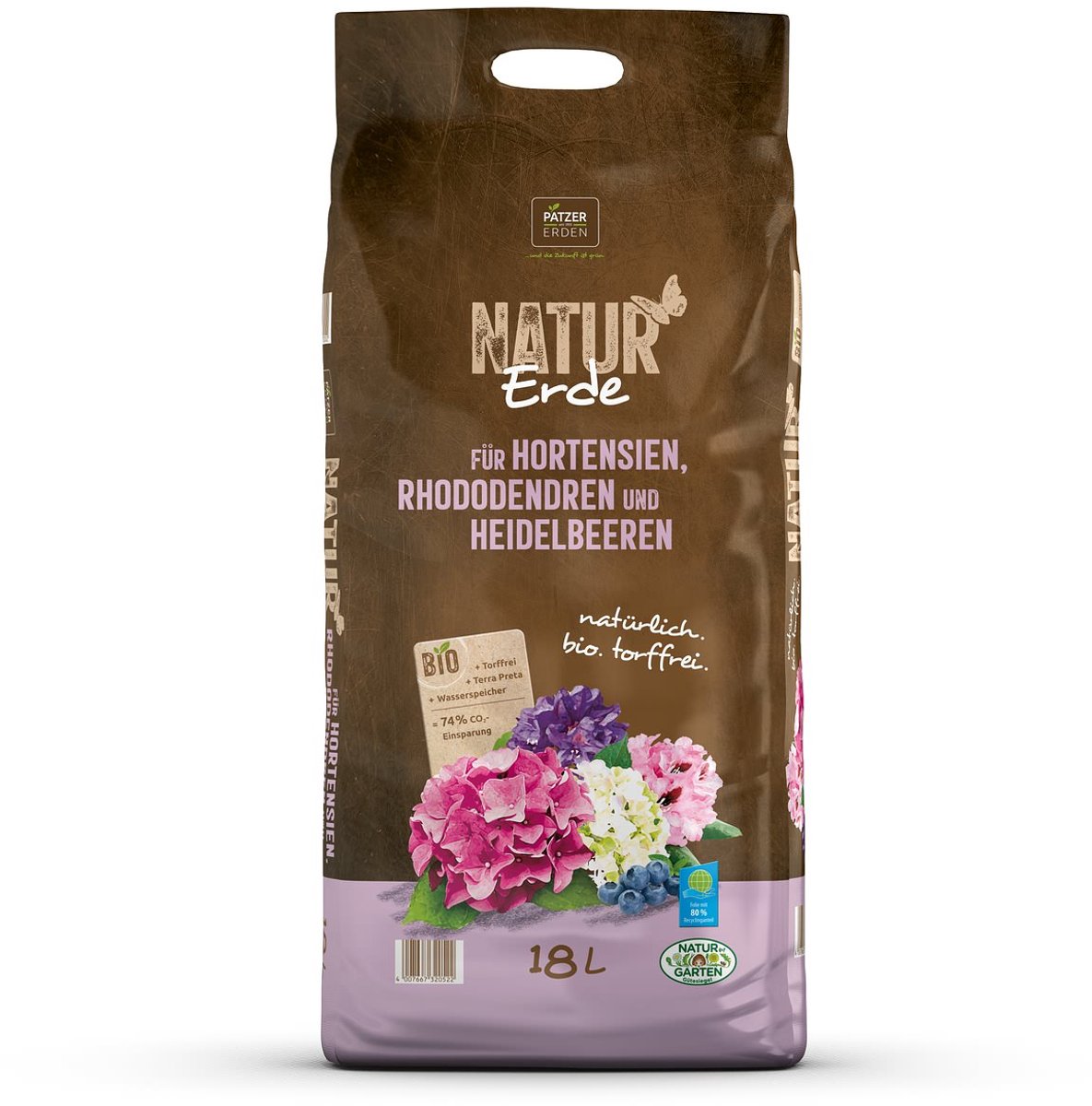 PATZER NATUR Bioaarde Hortensia Rododendron & Bosbes Turfvrij 18 liter