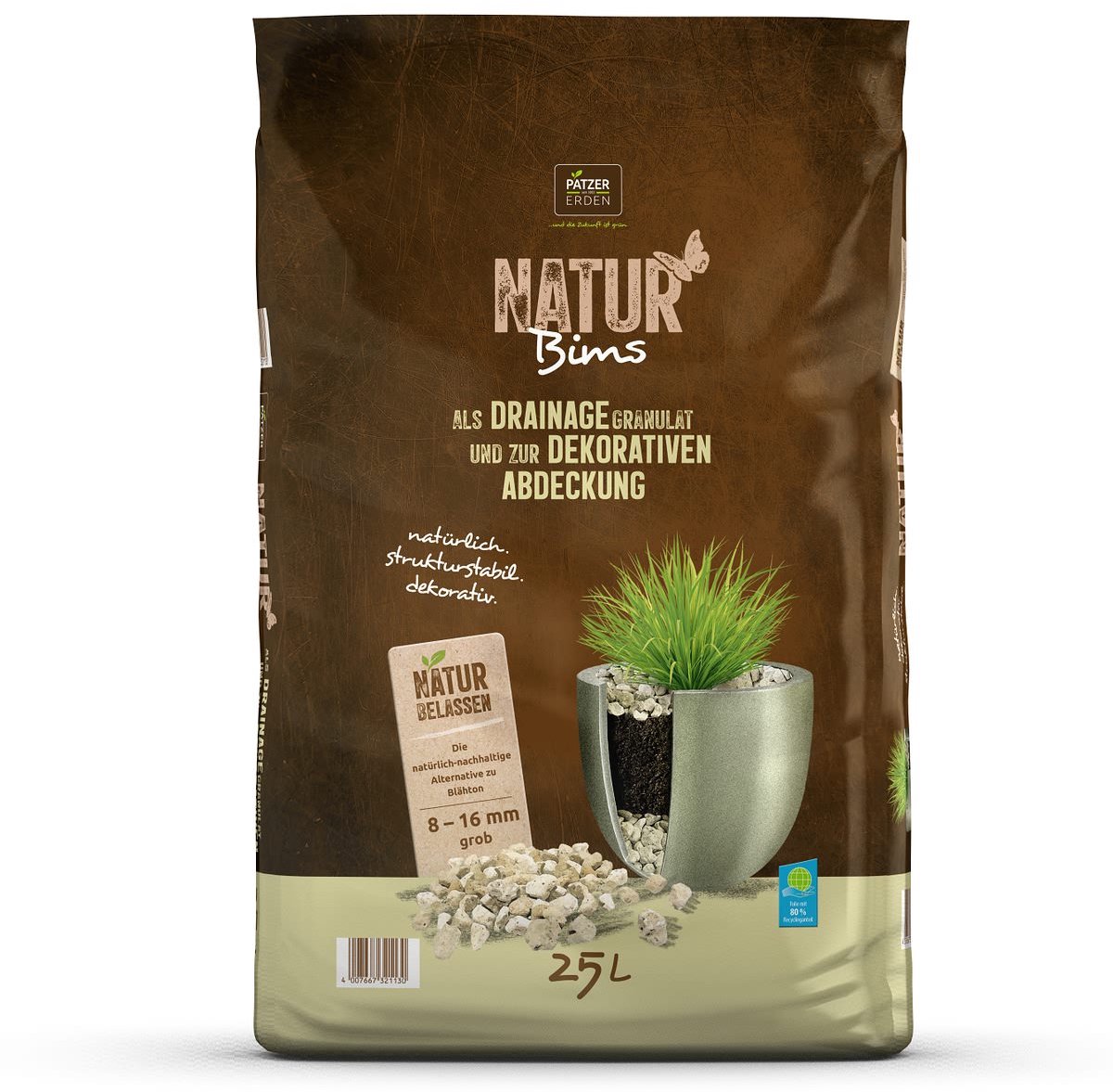 PATZER NATUR Puimsteen Granulaat Grof 8-16 mm - 25 Liter