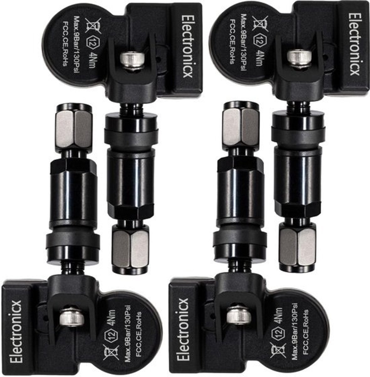 Bandenspanningssensoren - TPMS sensoren RDKS - Veiligheid voertuig - Voorgeprogrammeerd klaar voor gebruik - 4 stuks - Zwart