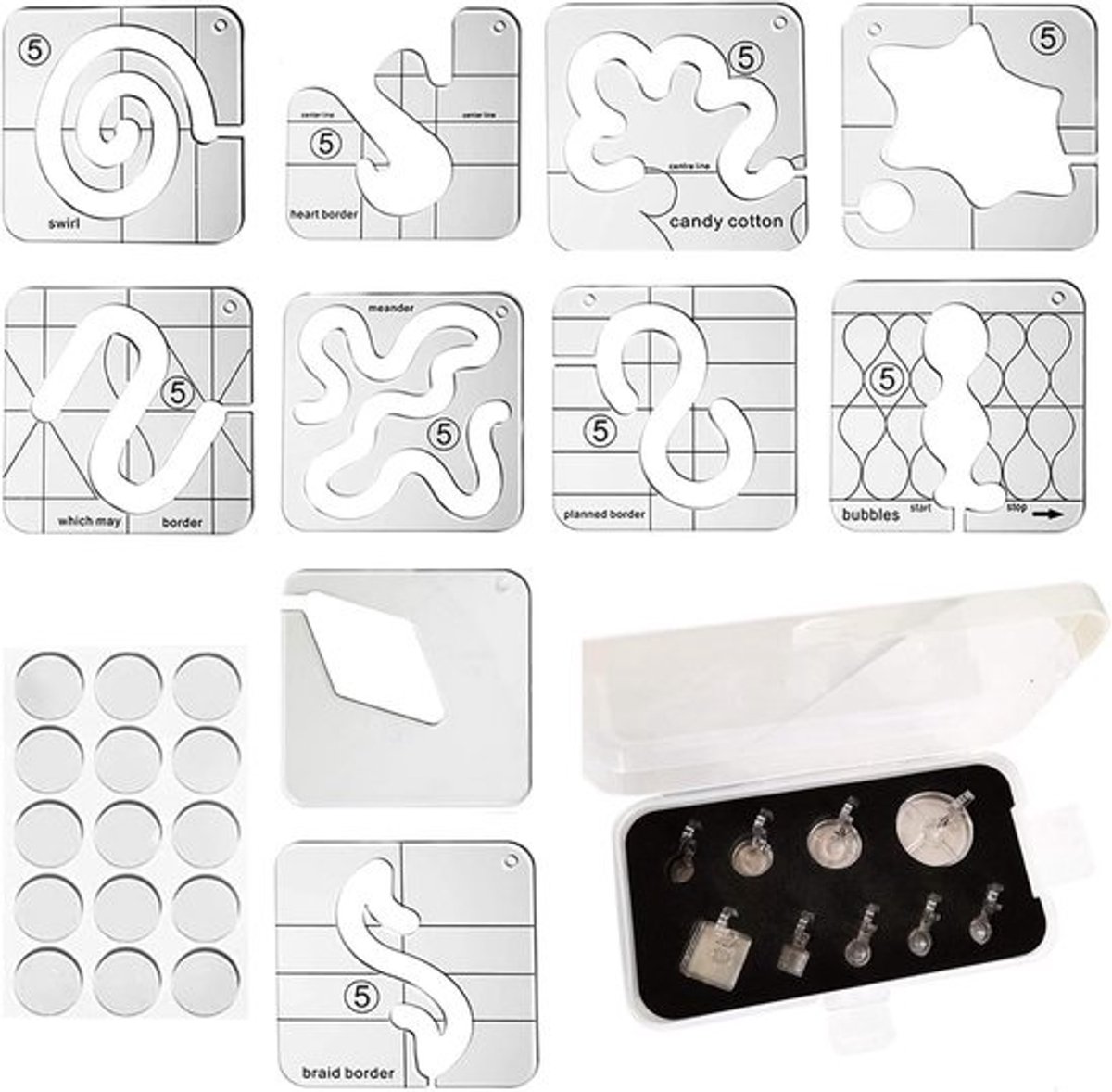 Quilten Sjabloon Set - Naai Accessoires - Vrije Beweging Quilten - Inclusief Liniaal Voet - 10 Stuks