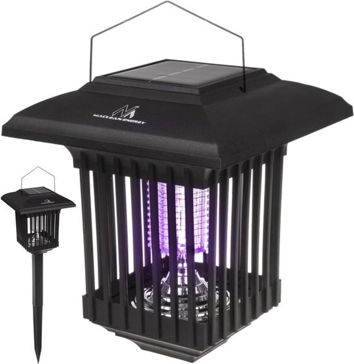 Decoratieve Solar Lamp - Insectenval Muggenlamp - Buitenverlichting Tuin - 2 Werkmodi UV - 46 cm Hoog - Zwart