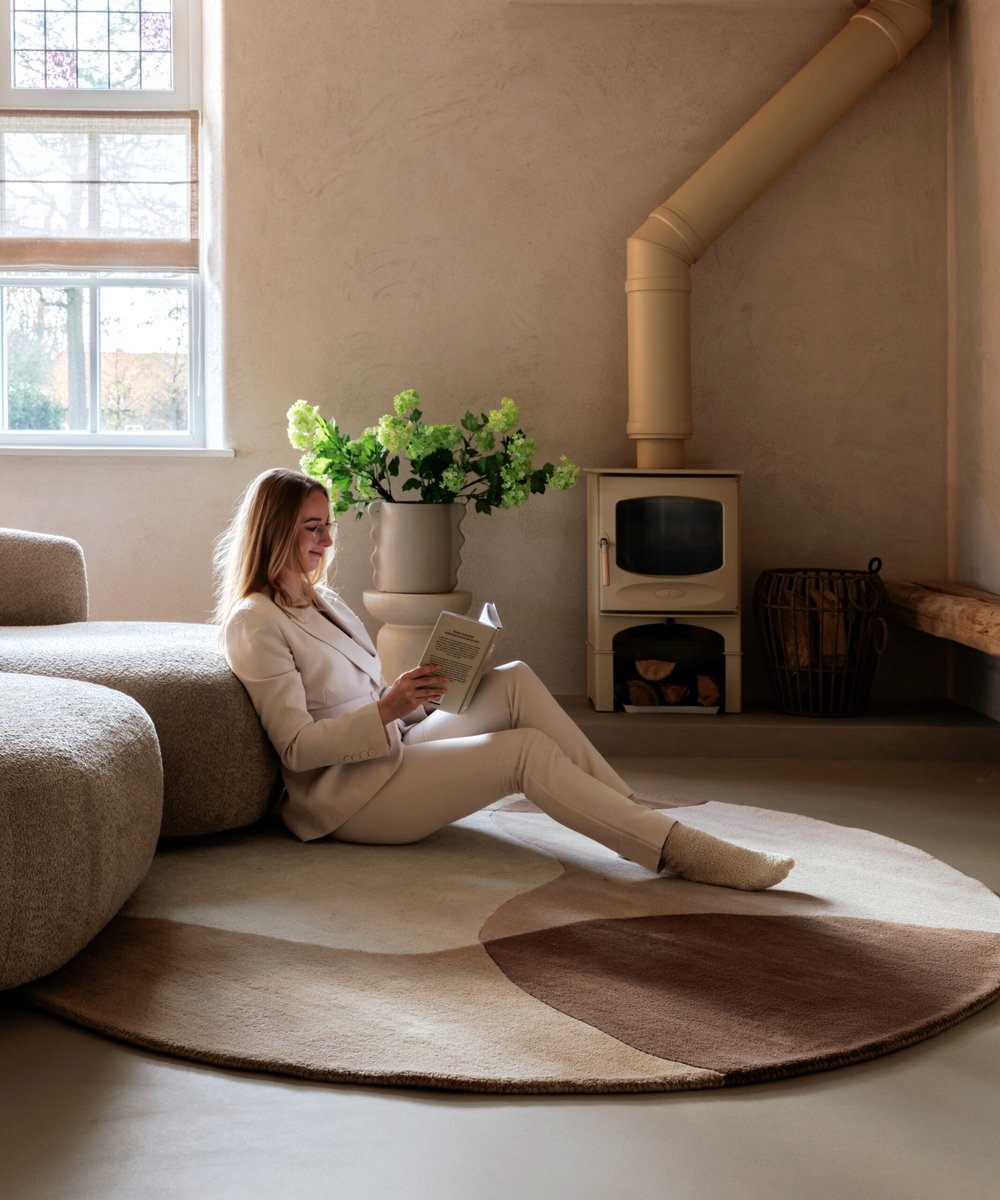 Rond wollen vloerkleed - Dune beige 250
