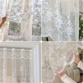 1 stuk - Witte kanten keuken scheidingsgordijn - Doorzichtige voile gordijn - Half gordijn voor café - Keukengordijn - Geschikt voor landelijke woningen, thuis en caféomgeving - Verbergt rommel - 160x100 cm