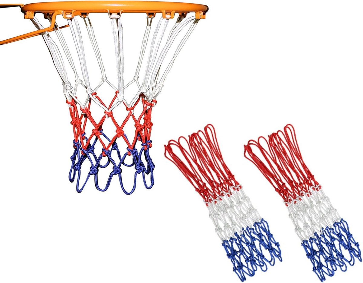 Hoogwaardige 2-delige Nylon Basketball Net voor Alle Weer, Duurzaam en Professioneel, Geschikt voor Standaard Basket met 12 Gaten en 3mm Dikte