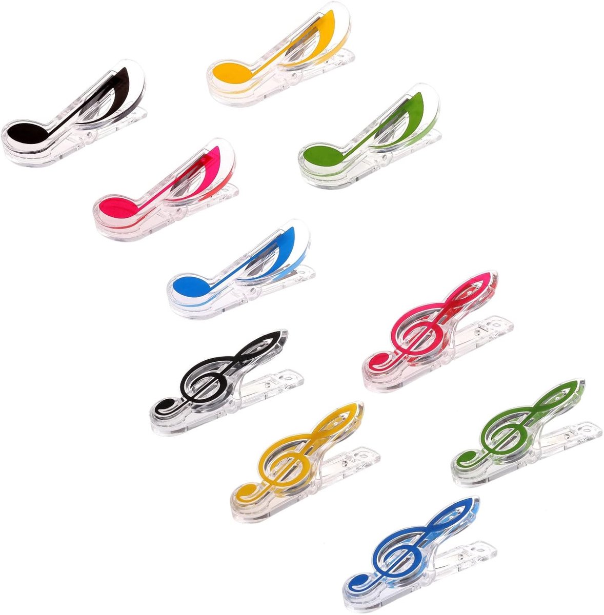 Set van 10 Muziekclips - Plastic Houder voor Piano, Noten en Boekpagina's in 5 Kleuren - Ideaal voor Muzikanten en Studenten