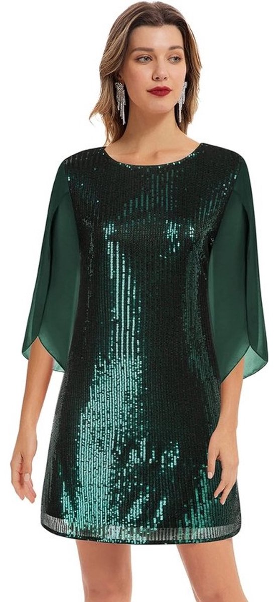 Elegante Chiffon Jurk Dames met Korte Mouwen voor Feest of Casual