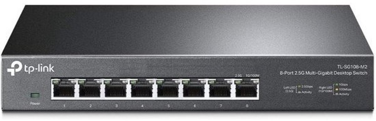 Desktop Switch - Netwerk Hub - Snelle Netwerkverbindingen - 8 Poorten 2.5 Gbit/s - 40 Gbps Capaciteit - Zwart
