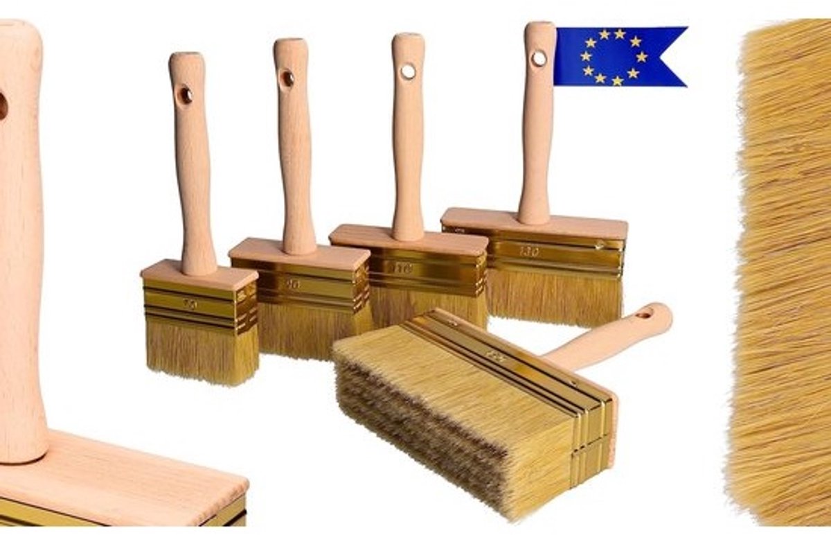 5-delige set natuurhaar borstels 70-150mm voor schilderen en behangen
