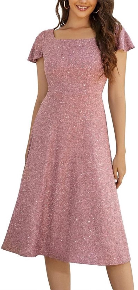 Elegante Glitter Cocktailjurk Dames Met Lange Mouwen voor Feest, Gala of Bruiloft