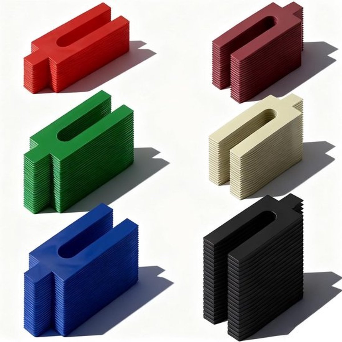 Beglazingsblokken 150 stuks 1-6 mm compensatieplaten 6 kleuren PP-kunststof U-vorm voor raam deur terras vloer timmerwerk