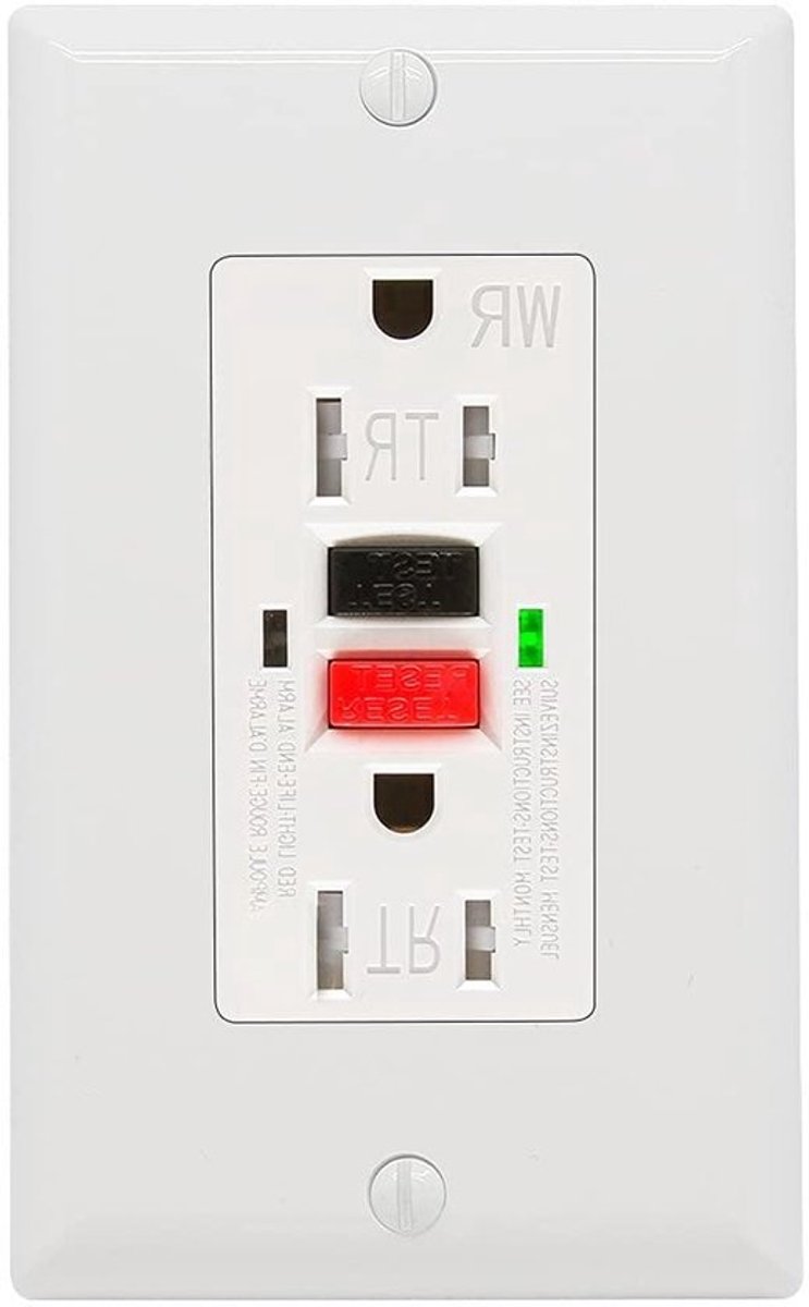 Stopcontact met GFCI - Veiligheidsstopcontact Wandcontactdoos - Veilig Elektriciteit Gebruiken - Met LED Display - 15 Amp - Rood/Zwart