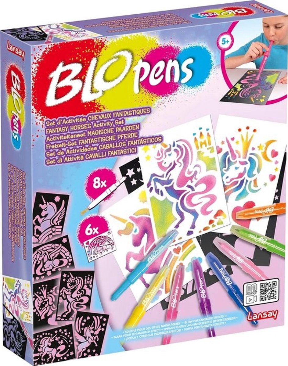 Blaas en Kleur Activiteitenset voor Kinderen met Feeërieke Paarden Thema en Glittereffect