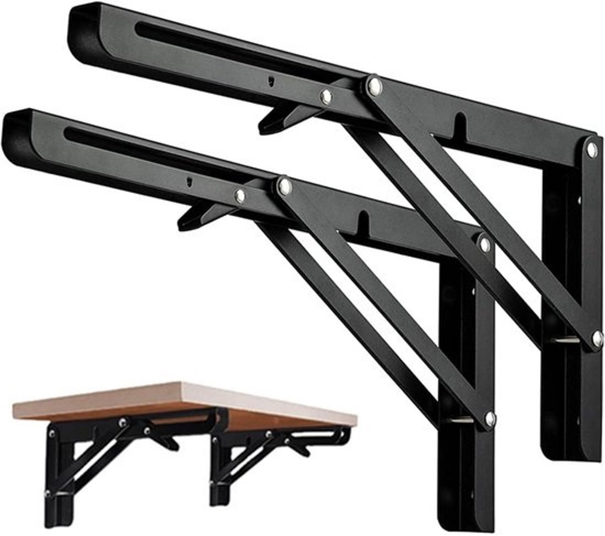 Inklapbare Plankdrager Set van 2 - 450 mm, Roestvrij Staal, Belastbaarheid tot 90 kg, Ideaal voor Doe-Het-Zelf Projecten