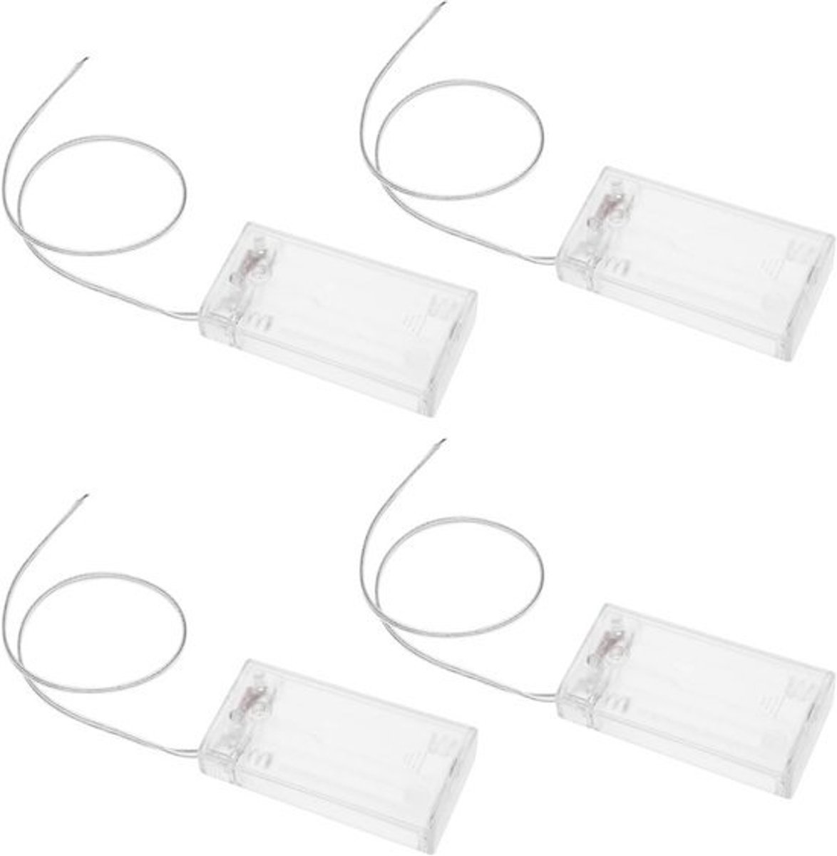 4 Stuks 2AA Batterij Houder met Aan/Uit Schakelaar en Extension Draden - Transparant