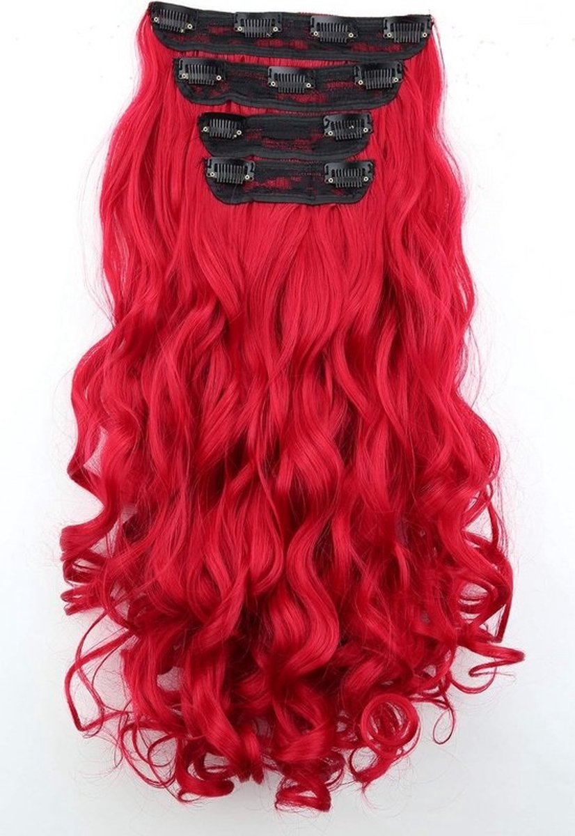 XXL 4-delige Clip-In Extensions voor Volumineus Golvend Rood Haar