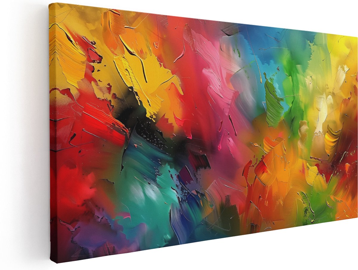 Artaza Canvas Schilderij Abstract Heldere Kleuren - 160x80 cm - Groot - Klein - Wanddecoratie Woonkamer - Schilderijen - Muurdecoratie