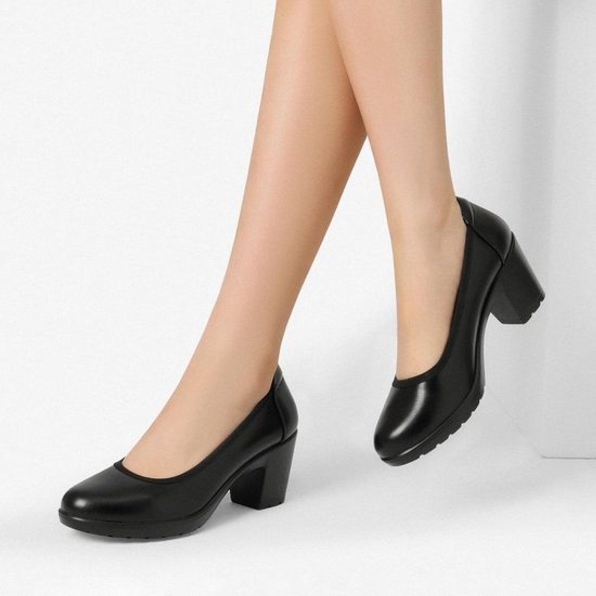 Comfortabele Blokhak Pumps Dames met Ronde Neus voor Werk en Bruiloft