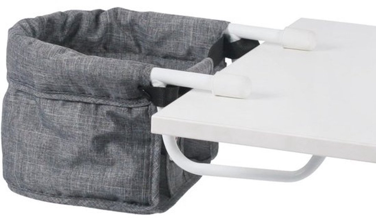 Kinderstoel voor Pop tot 60 cm - Tafelzitje met Veiligheidsgordel - Jeans Grijs