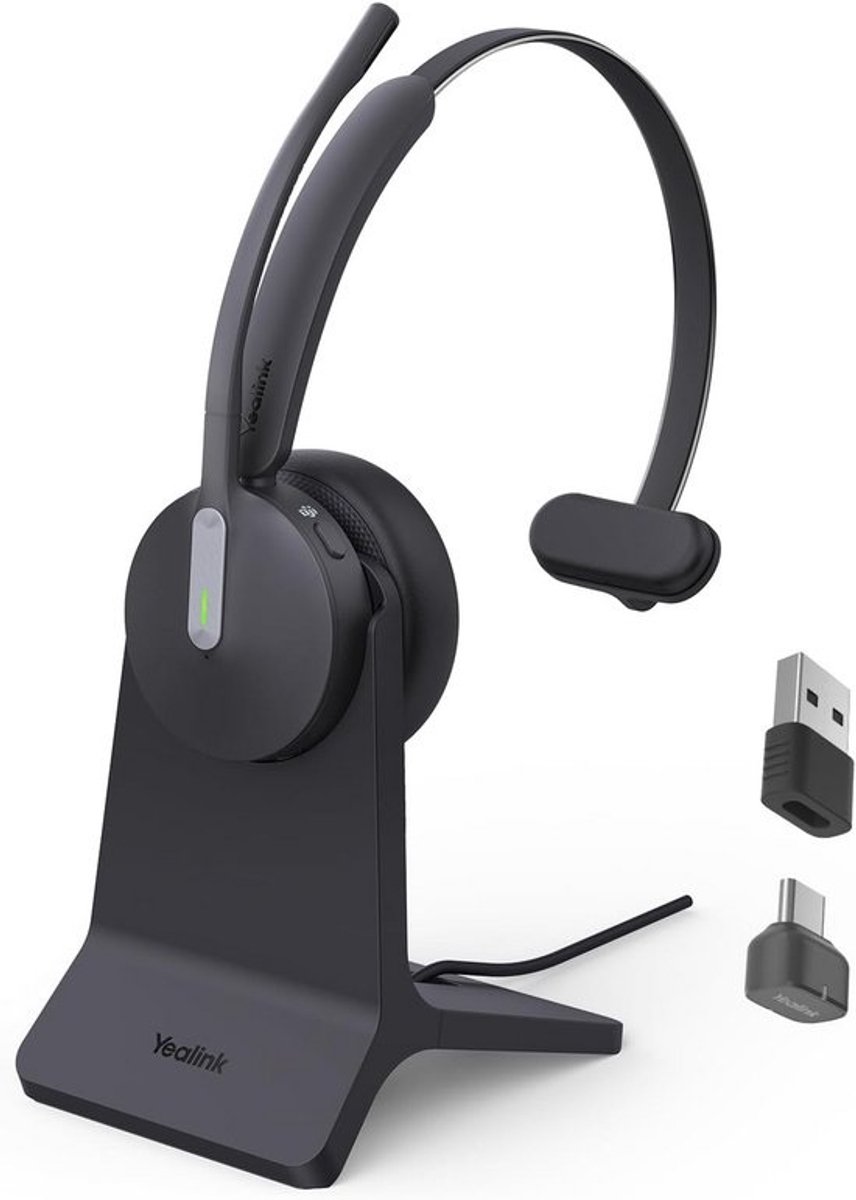 Draadloze Bluetooth Headset met Standaard voor Thuiswerken en Kantoor - Lange Batterijduur & Kristalheldere Microfoon