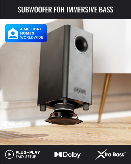 Soundbar Luidspreker - Home Audio - Film Geluid Verbeteren - Inclusief Subwoofer - 40 cm Breed - Zwart — afbeelding 3
