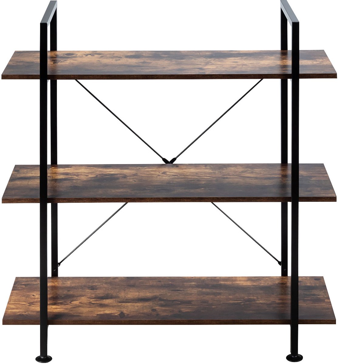 SureDeal® - Opbergrekk - Industriële Tier Boekenkast - Metalen Multifunctionele Display - 90x36x99 cm - Koffiebruin
