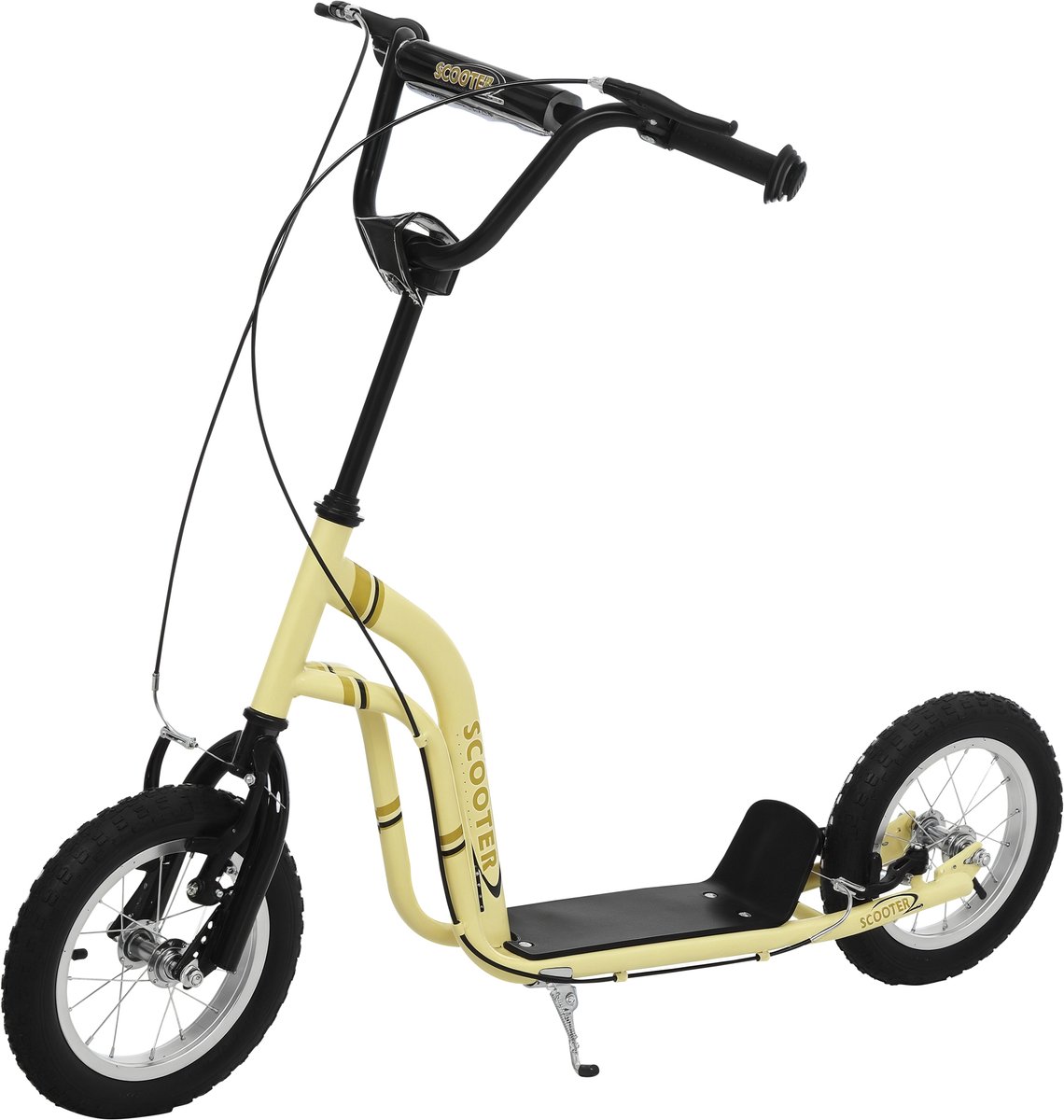 ECTEATOY® Kinderstep met Luchtbanden 12 Inch - Kickscooter met Handremmen en Verstelbaar Stuur - vanaf 5 Jaar tot 100 kg - Beige