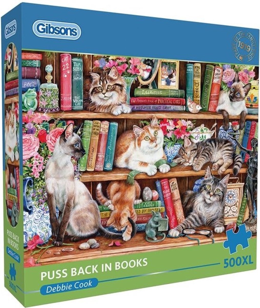 Legpuzzel 500XL Grote Stukjes: Katten Tussen Boeken