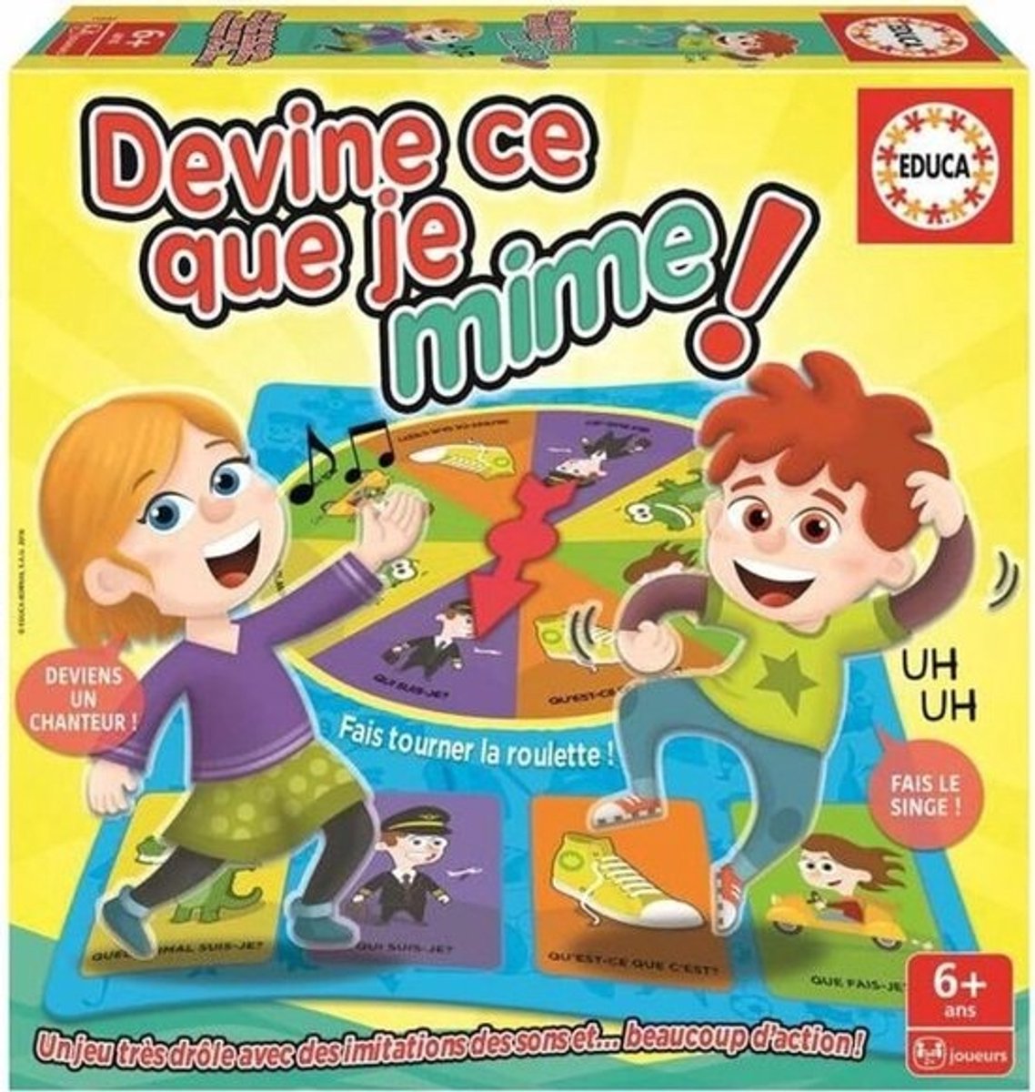 Raad het Mime Spel - Charades Spel - Feest Familie - Draagbaar Ontwerp - 25x25x5.6cm - Meerkleurig