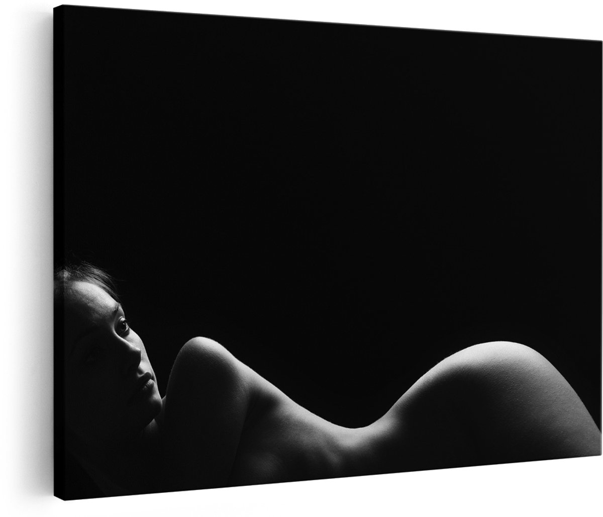 Artaza Canvas Schilderij Naakte Vrouwen Lichaam - Erotiek - Zwart Wit - 150x100 cm - Groot - Foto Op Canvas - Wanddecoratie Woonkamer