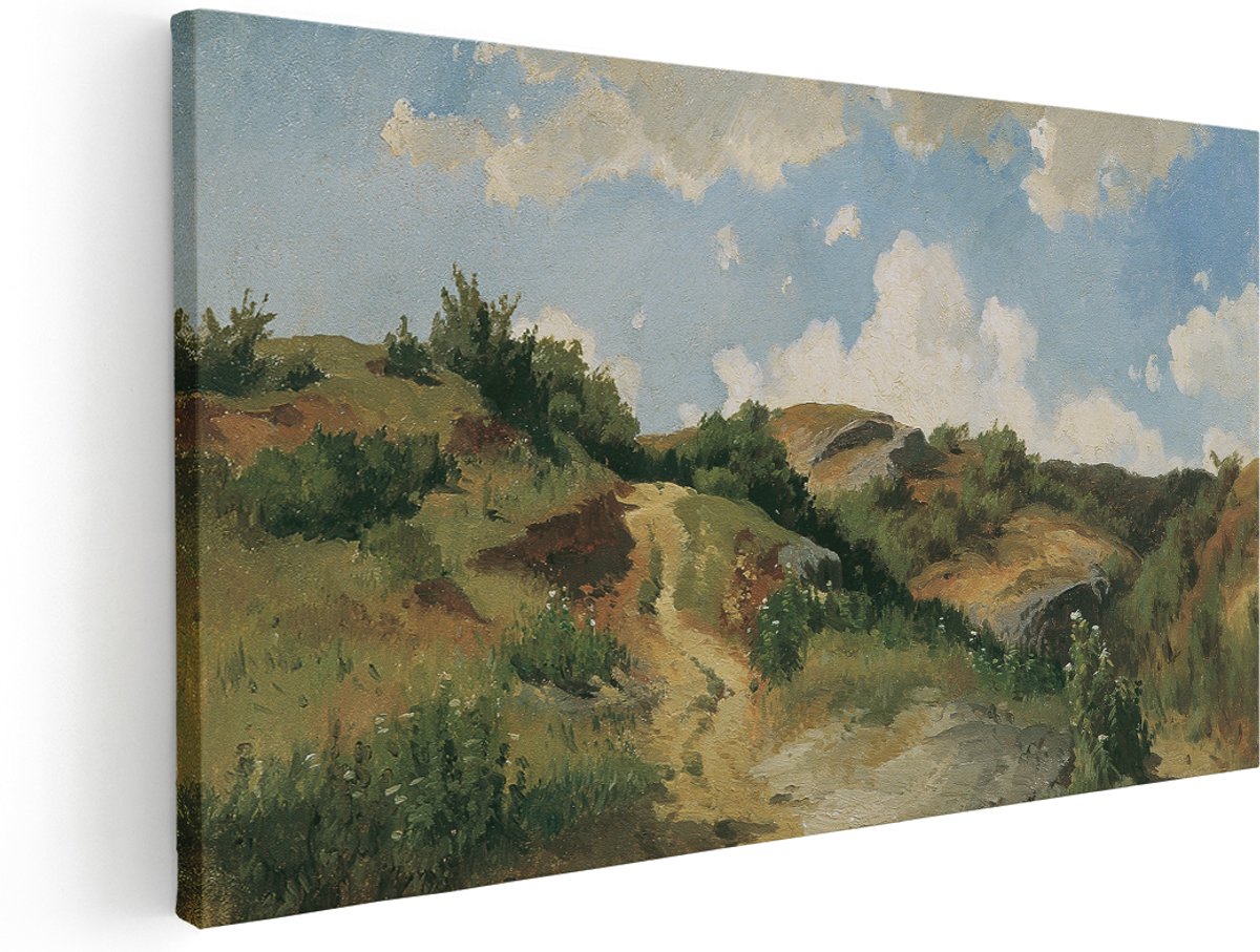 Artaza Canvas Schilderij Natuur - 140x70 cm - Groot - Wanddecoratie Landschap - Muurdecoratie Landelijk Pad - Kamer Accessoires Heuvels Woonkamer