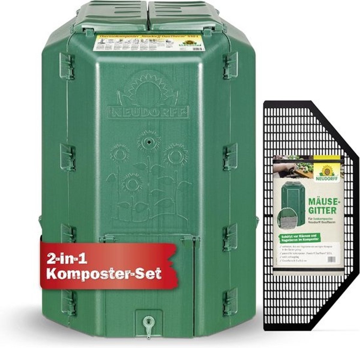Grote Thermocompostbak 530 Liter met Muizengaas voor Snelle Tuincompostering