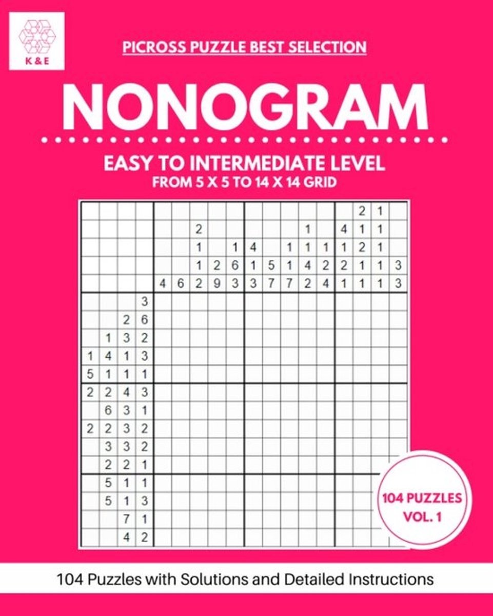 Nonogram Puzzelboek: 100+ Eenvoudige tot Gemiddelde Logica Puzzels voor Volwassenen en Kinderen