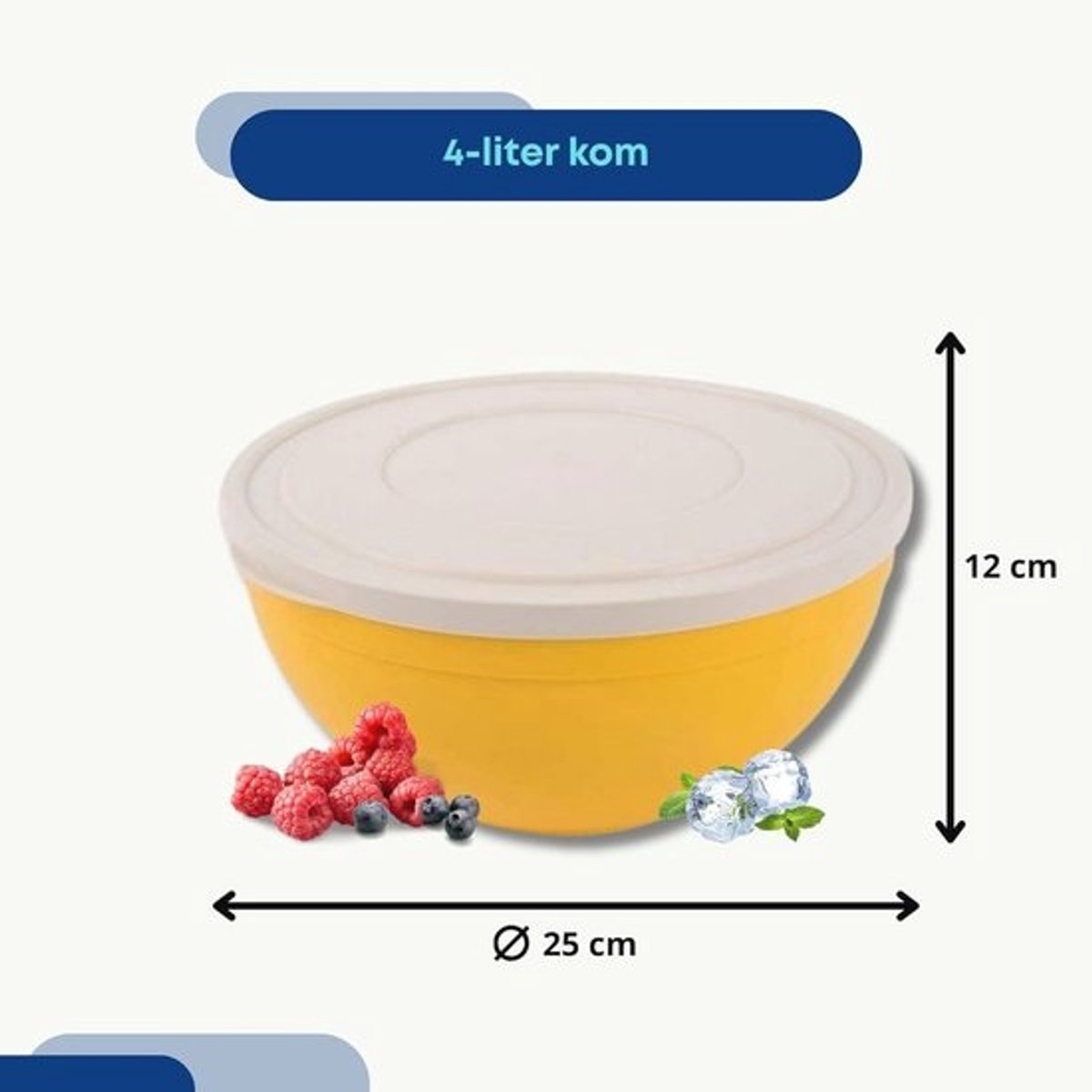Deegkom met Deksel 4L - Mengkom voor Keuken