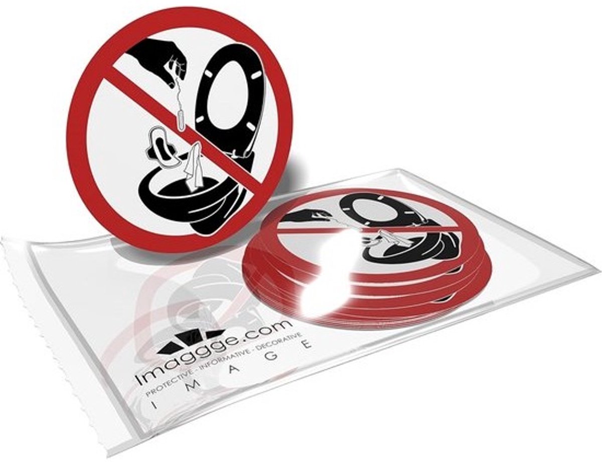 Ronde Stickers: Gooi Niets in het Toilet - Voorkom Verstopping