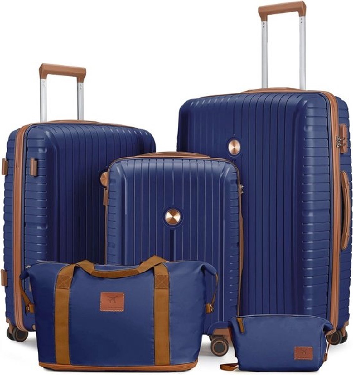5-delige hardshell kofferset met TSA-slot en spinnerwielen